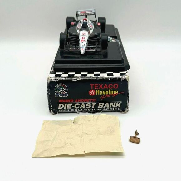 1994 Mario Andretti Texaco Die Cast Coin Bank Vintage Dirt Devil Model Indy Car - Picture 4 of 9